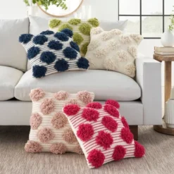 18"x18" Life Styles Tufted Pom Poms Square Throw Pillow - Mina Victory -Mina Victory Shop GUEST d8495064 821e 4469 80ec db19f80abf34
