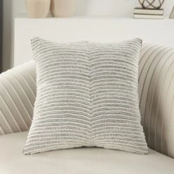 Mina Victory Luminescence Sweetheart Stripes 20" X 20" Ivory/Silver Indoor Throw Pillow -Mina Victory Shop GUEST d8f7c465 2a9f 419c 96b5 4ded615c3c39