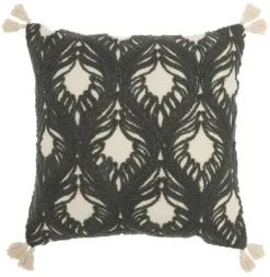 Mina Victory Life Styles Embroidered Feathers 18" X 18" Indoor Throw Pillow -Mina Victory Shop GUEST d9bbf057 3fdc 4f95 8116 572d71690d8e