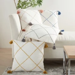 20"x20" Oversize Life Styles Braided Lattice Square Throw Pillow With Tassels - Mina Victory -Mina Victory Shop GUEST dee7ade8 4476 43ea 9233 e8d441dac230