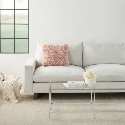 17"x17" Shag Chindi Short Cut Square Throw Pillow Blush - Mina Victory 4 17"x17" Shag Chindi Short Cut Square Throw Pillow Blush - Mina Victory - Image 2