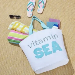 Mina Victory Vitamin Sea White Beach Tote Bag -Mina Victory Shop GUEST e80c18e9 fb2d 413a 872e d6727ec4bbde