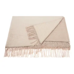 50"x70" Oversized Antler Solid Reversible Throw Blanket Beige - Mina Victory