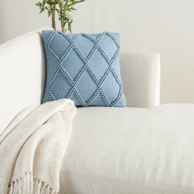 18"x18" Life Styles Diamond Lattice Square Throw Pillow Ocean Blue - Mina Victory 3 18"x18" Life Styles Diamond Lattice Square Throw Pillow Ocean Blue - Mina Victory