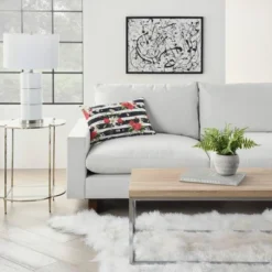 Reversible Indoor/Outdoor Rose And Zebra Print Throw Pillow Black/White - Mina Victory -Mina Victory Shop GUEST ee806dcf b1e5 4aee 9e09 4d3f5a873003