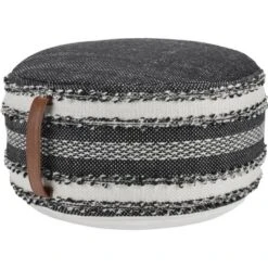 Mina Victory Woven Stripes Outdoor Pouf With Handle -Mina Victory Shop GUEST efb546c9 67e7 4f0c 9601 b11eec1b55b5