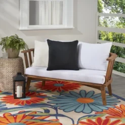 Mina Victory Aloha Solid Reversible 20" X 20" Indoor Outdoor Throw Pillow