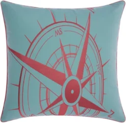 Mina Victory Embroidered Compass Outdoor Throw Pillow 20" X 20" -Mina Victory Shop GUEST fb485f8b ec8b 47d9 875e b63ea39c2b9b